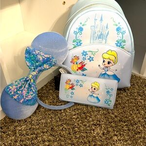 Disney loungefly Cinderella mini backpack with wallet